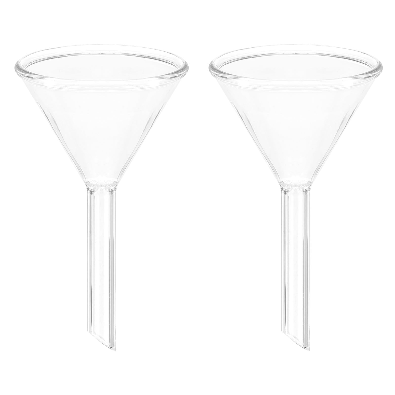 PATIKIL 50mm Glass Funnel, 2 Pack Short Stem Scientific Borosilicate Glass Heavy Wall Funnel for Filling Water Bottle Home Lab Kitchen Use