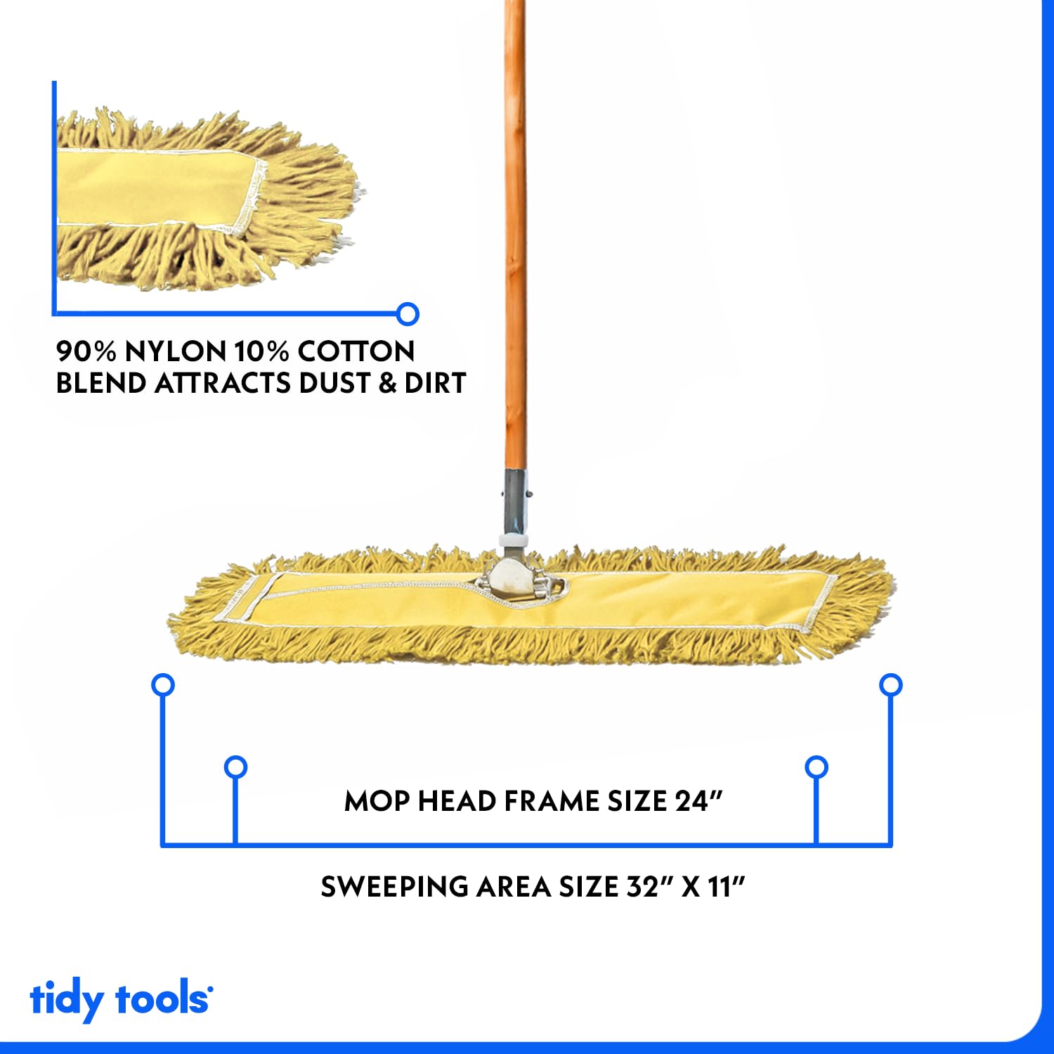 24 Inch Yellow Dust Mop with Wood Handle and 24 Inch Dust Mop Refill Bundle - 2 Mop Sets and 4 Refills