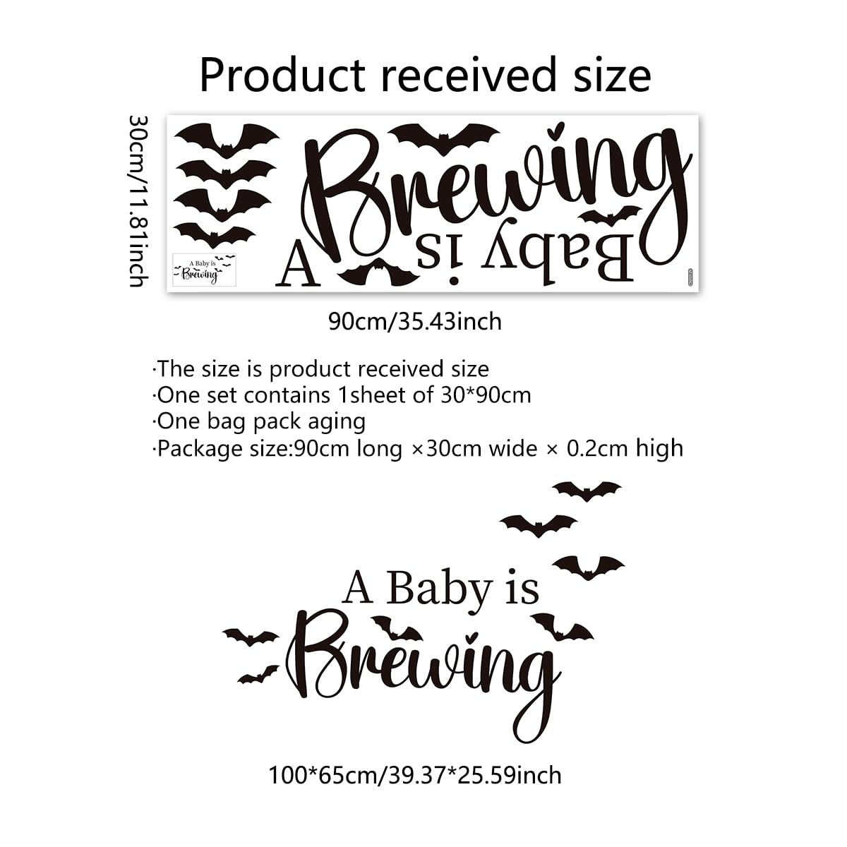 A Baby is Brewing with Bats for Baby Shower Welcome Sign Decal, Halloween Witchy Baby Shower, October Baby Shower, Fall Season Baby，Haunted House Backdrop for Halloween (Baby is Brewing Decal)