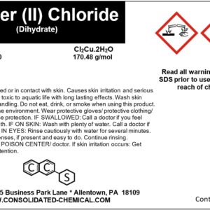 Copper (II) Chloride Dihydrate - High-Purity Laboratory Reagent (250 Grams)