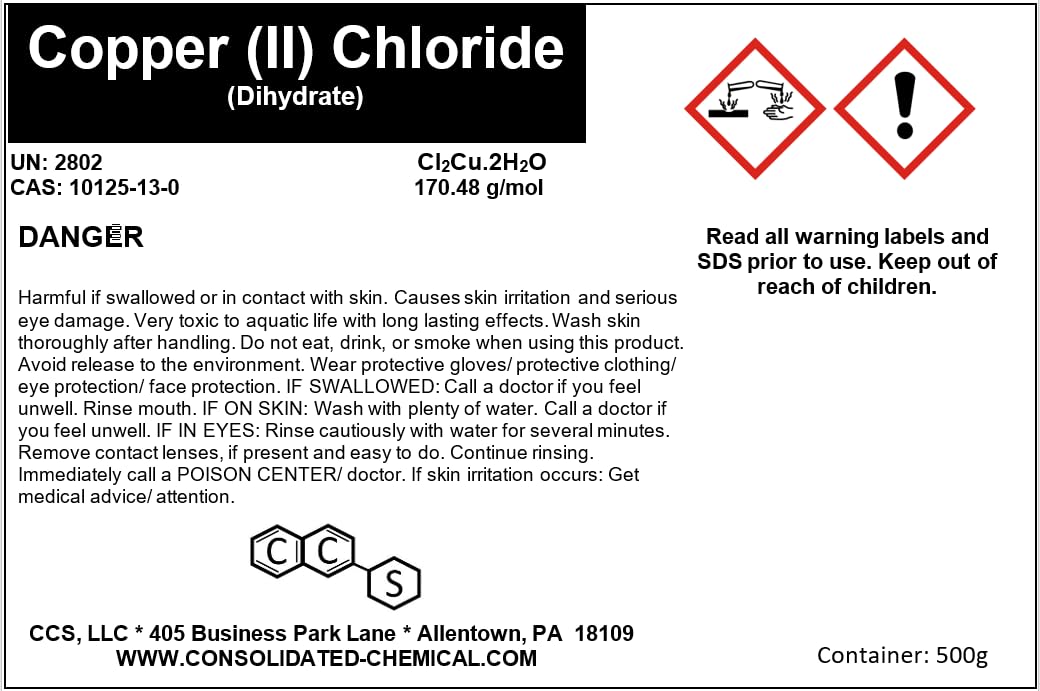 Copper (II) Chloride Dihydrate - High-Purity Laboratory Reagent (250 Grams)