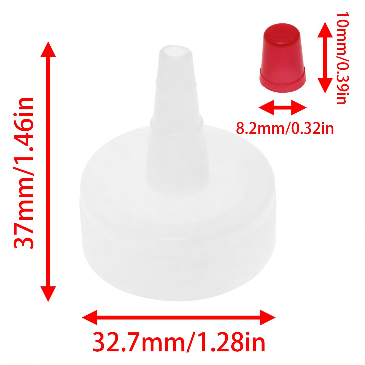 PIYANYO Red 28/410 plastic tip bottle cap Squeeze bottle replacement cap Dispensing cap for extruded plastic bottles -20PCS