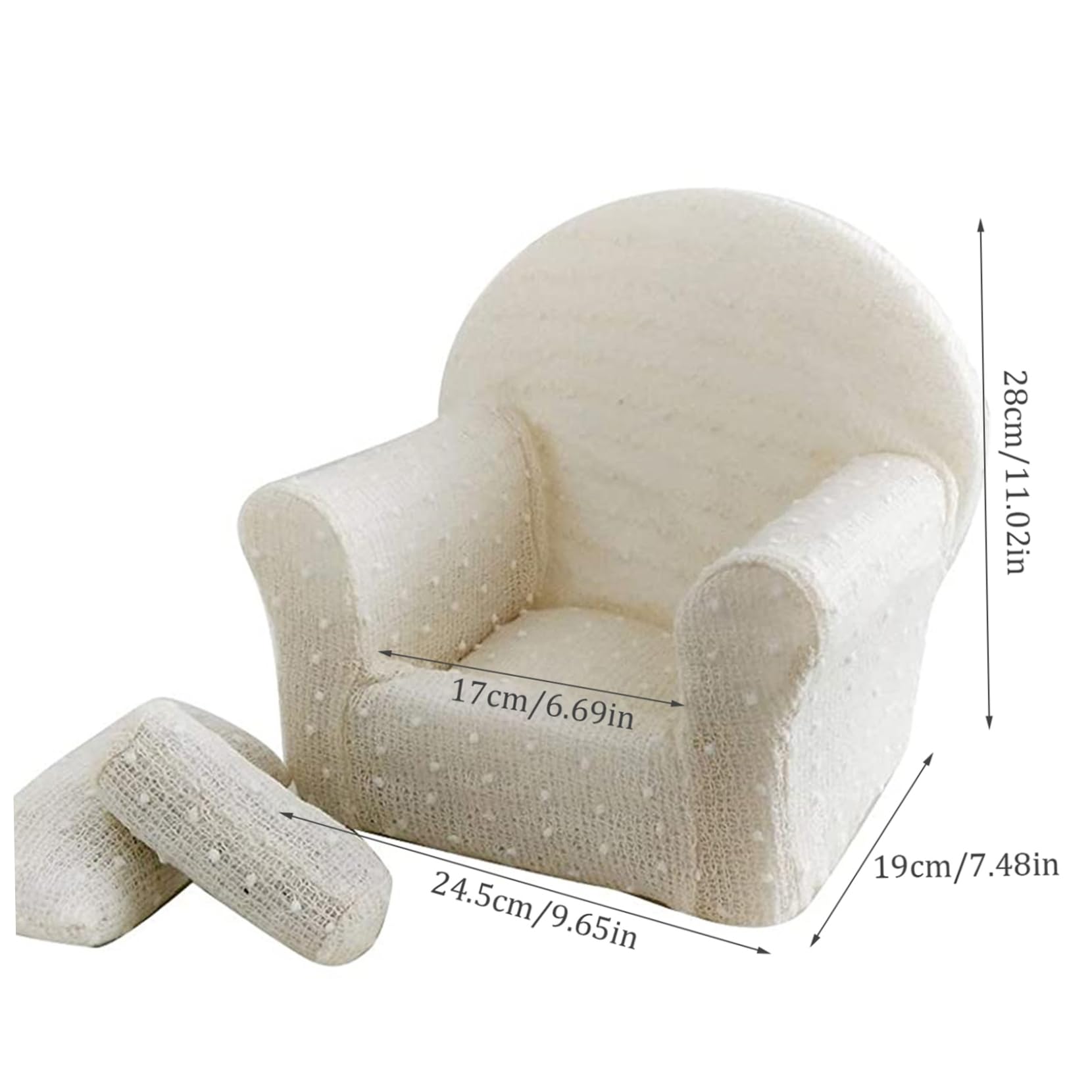 Xoeryoy Baby Sofa Cuddly Sherpa Toddler Armchair Couch Kids Mini Sofa with 2 Chair Armrests Infant Photography Prop White for 1-2 Month