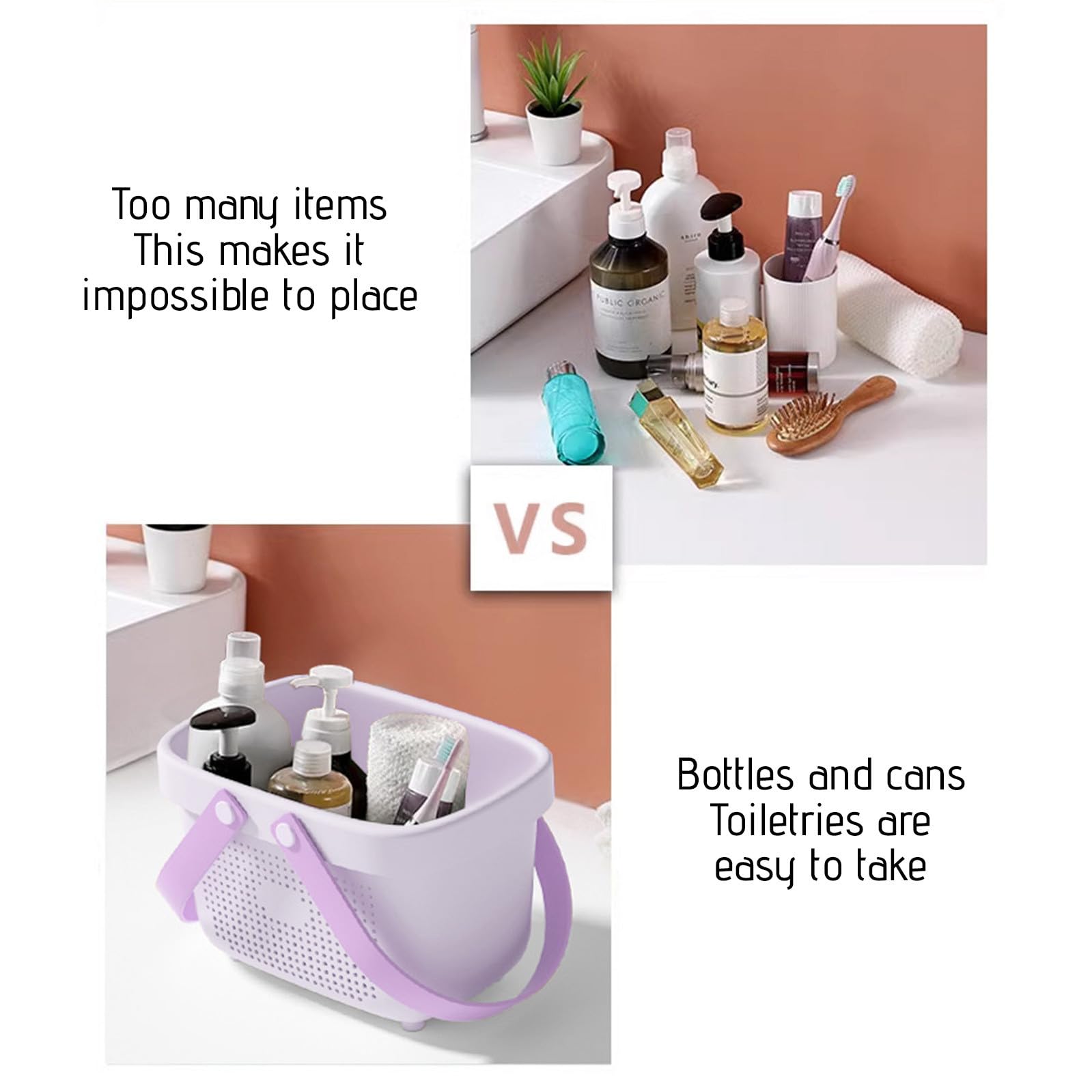 Shower Caddy Bins Organizer for Bathroom and Kitchen Bath Storage Organizer Bin Tote Toiletry Bag Bin Box Storage Baskets