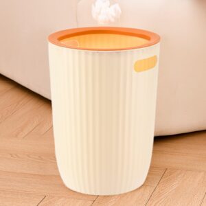 Wastebasket Large Capacity Household Pressure Ring Bathroom Toilet Living Room Kitchen Bedroom Office Waste Tissue Baskets for Under Desk Small Trash Can (Orange)