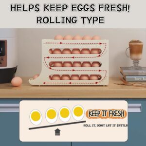 4 Tiers Egg Holder for Fridge, Automatic Scrolling Egg Rack Holder, Eggs Dispenser Auto Rolling, Large Capacity Eggs Organizer Storage 30 Egg for Fridge, Kitchen. (transparent)