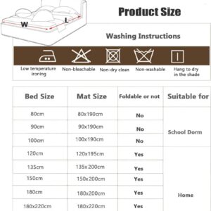 SUZEPER Foldable Summer Sleeping Mat,Double-Sided Bamboo Cooling Mattress Topper,Smooth Breathable Bed Mat Ice Silk Floor Mat for Single Double Bed Bedroom(80x190cm(31x75inch), A)