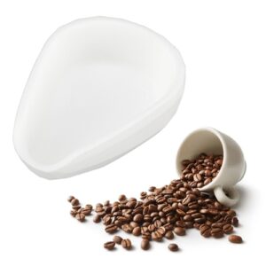 50g Coffee Dosing Cup with Measuring Tray, Food Grade Silicone Weighing Cup for Coffee Beans, Spices, Dry Goods, etc. Suitable for Container, Usage (White)