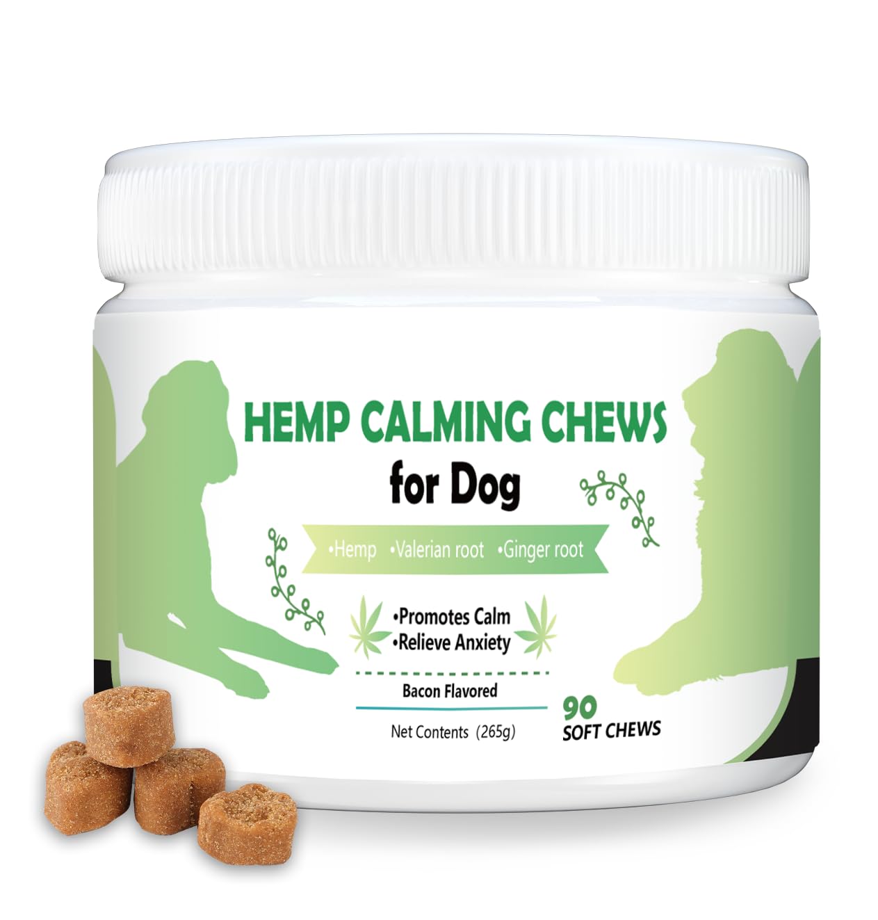 Tekola Dog Calming Chews Bacon Flavor Calming Chews for Dogs Anxiety Relief Aid with Separation, Barking, and Sleeping, Promote Relaxation, Reduce Stress Natural Ingredients