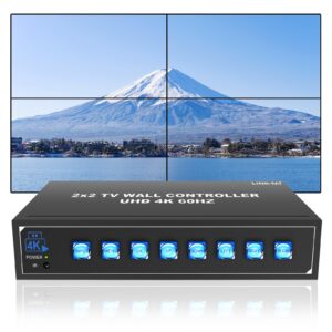 link-mi 4k60 2x2 video wall controller with hdmi 2.0 usb inputs 1x2 1x3 1x4 2x1 3x1 4x1 uhd tv wall controller for 4 tvs support usb auto display and play max 4096x2160@60 video picture