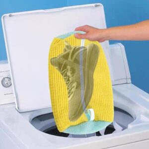 Dymeist 2pcs Shoe Wash Bag Home Machine Washing Anti-Distortion Shoe Wash Bag Reusable Shoe Bag Care Bag(Grey and Yellow)