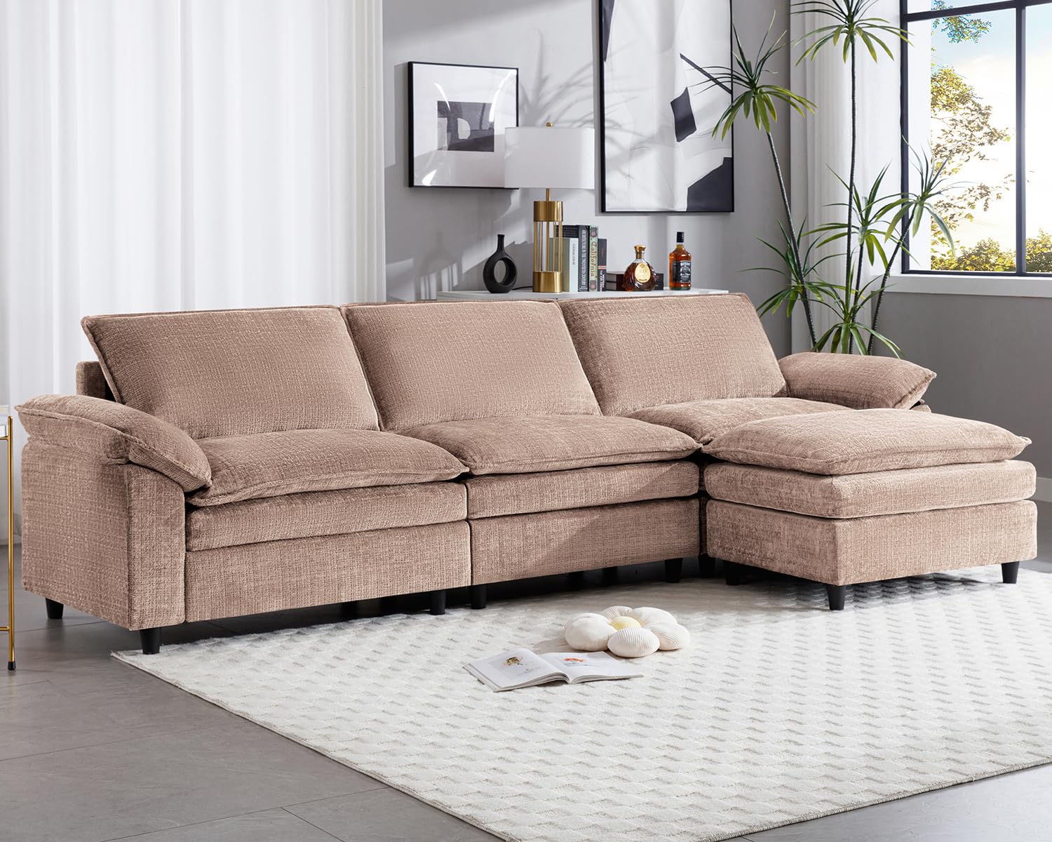 Suheww Sectional Couches for Living Room, L Shaped Sofas Modern Deep Seat Cloud Sofa Sectional, Oversized Cloud Couch Modular Sectional Sofa Couches for Living Room