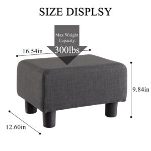 O2B Modern Foot Stool, Boucle Stool Footrest Ottoman, Upholstered Rectangular Footstool Ottoman with Legs, Step Stool for Living Room, Office, Patio (Dark Grey)