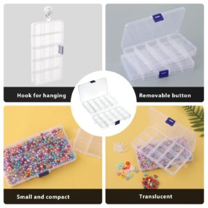 Thinp 2 Pack 15 Grids Bead Organizers and Storage Bead Containers Bead Organizer Box Plastic Jewelry Organizer Box Clear Organizer Box with Removable Dividers for Beads Earring Crafts