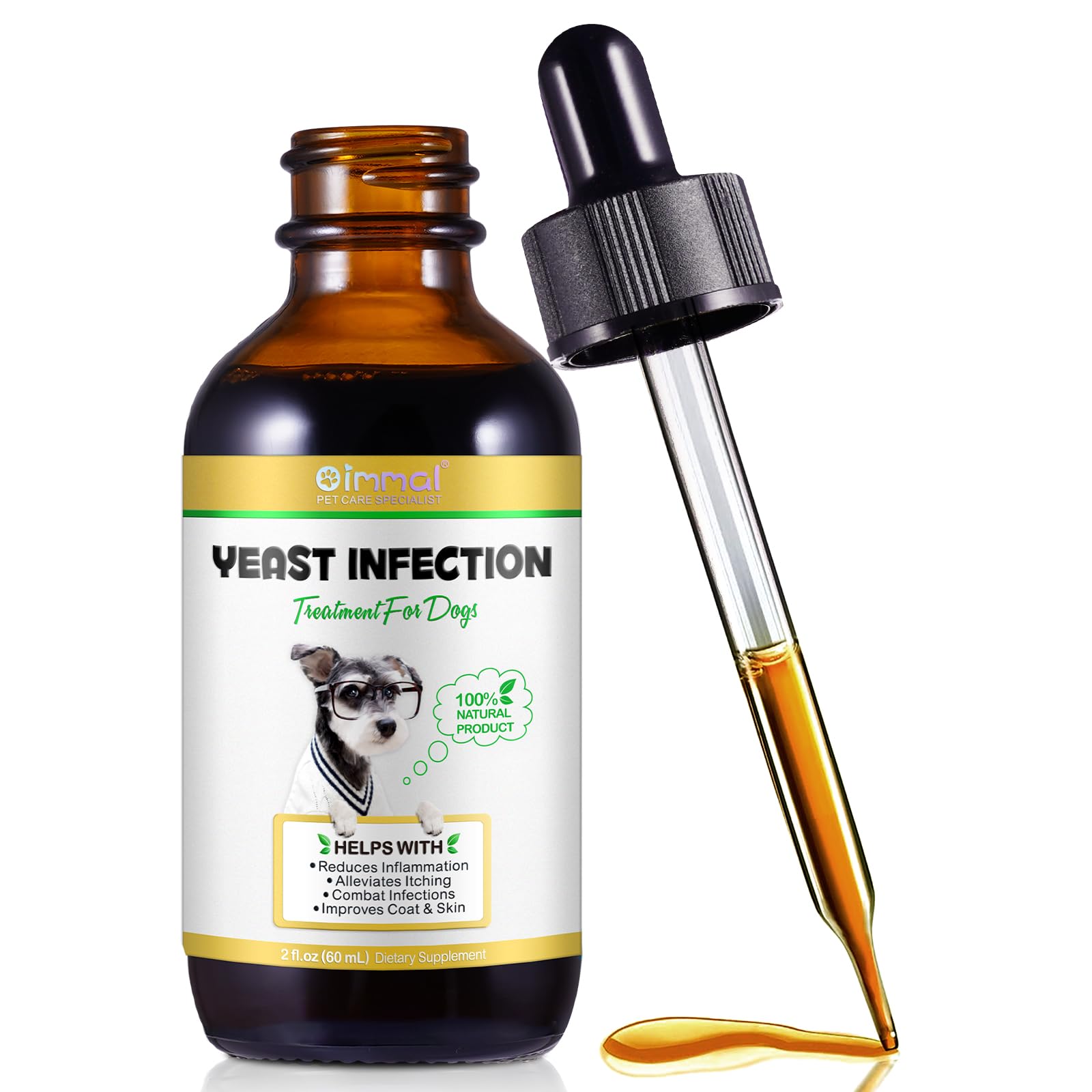 Yeast Infection Treatment for Dogs, Naturally Supports Dog Healthy Itch Relief, Ear Infection Treatment, Dogs Allergy Relief, Inflammation Relief & More, 60ml