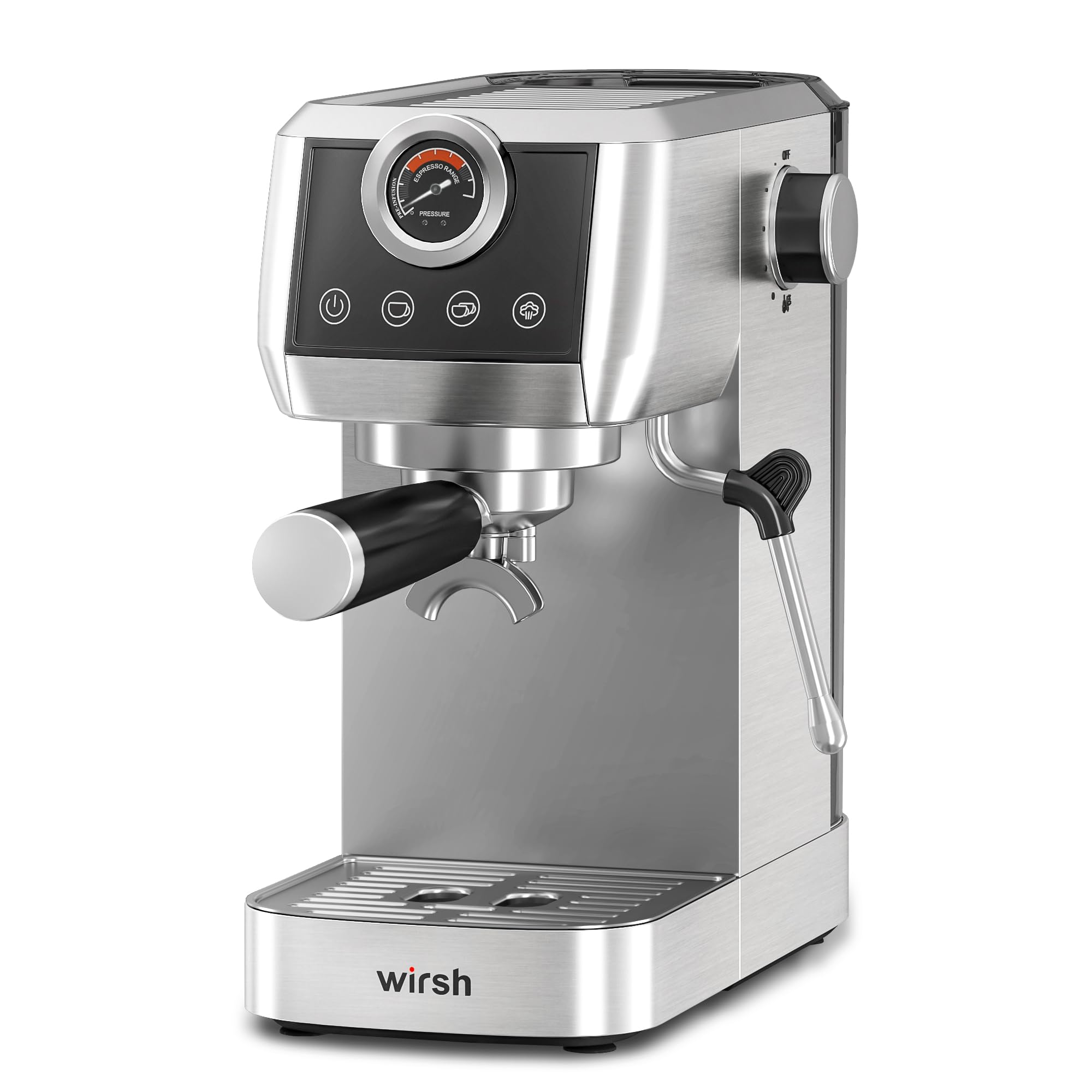 Espresso Machine,Wirsh 20 Bar Espresso Maker,Plastic-Free,Stainless Steel Expresso Coffee Machine for Espresso/Latte/Cappuccino, Touch Screen