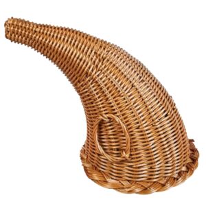 cornucopia basket centerpiece 11 inch height christmas cornucopia centerpiece horn shape weaven basket table decorations for fall harvest thanksgiving decor collectible figurines