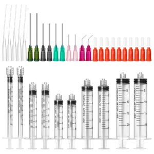 glue applicator syringe blunt tip needle and cap, with soft plastic tube, suitable for ink, epoxy, woodworking, craft, liquid dispensing