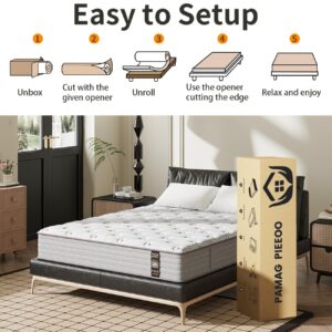 California King Mattress 12 Inch, Gel Memory Foam Mattress, Hybrid Mattress in a Box with Pocket Spring, Comfortable Medium Firm Mattress, Motion Isolation, Pressure Relief, CertiPUR-US Certified