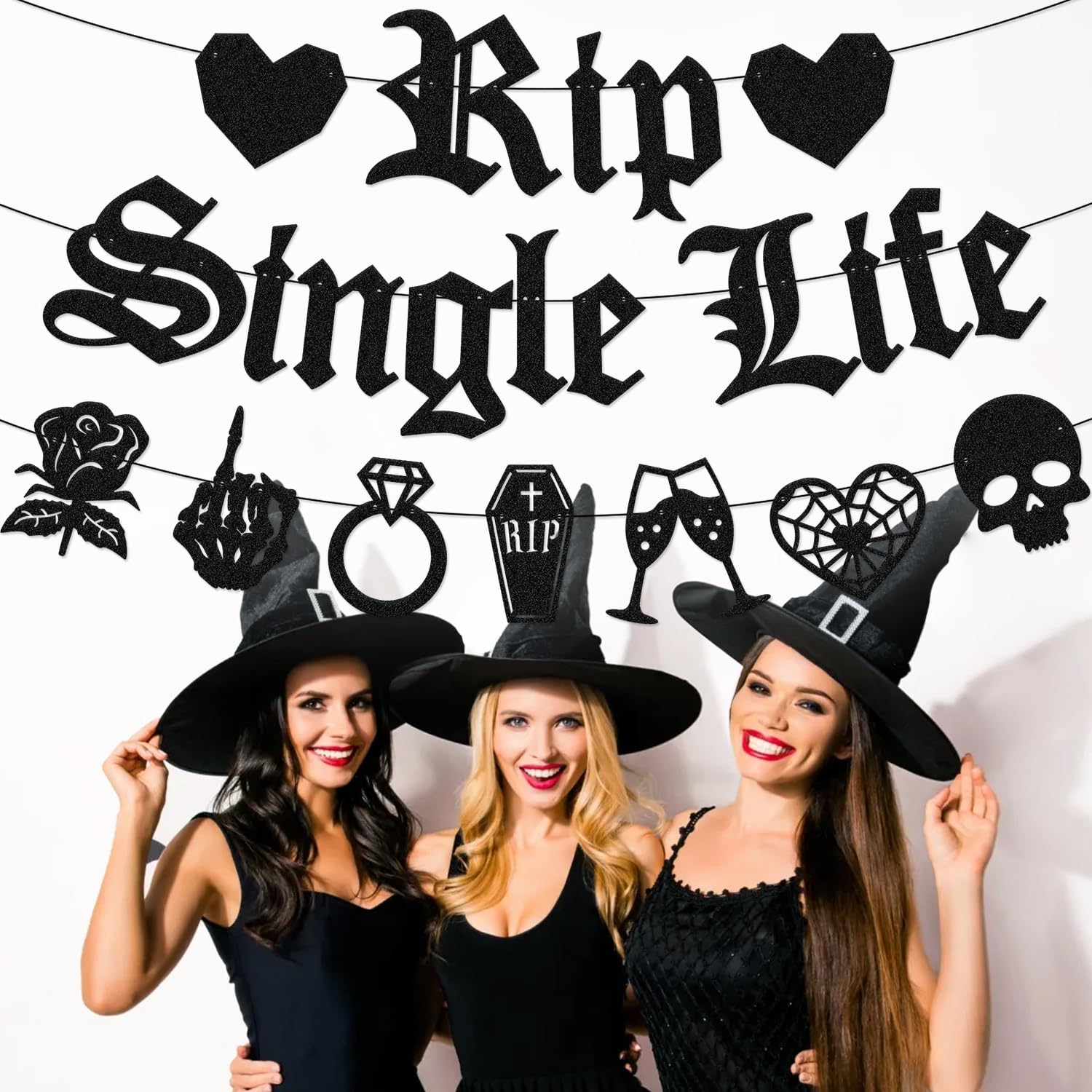 Halloween Bachelorette Party Decorations Rip Single Life Banner Bachelorette Decor Bride or Die Backdrop Death Theme Bridal Shower Wedding Engagement Party Supplies