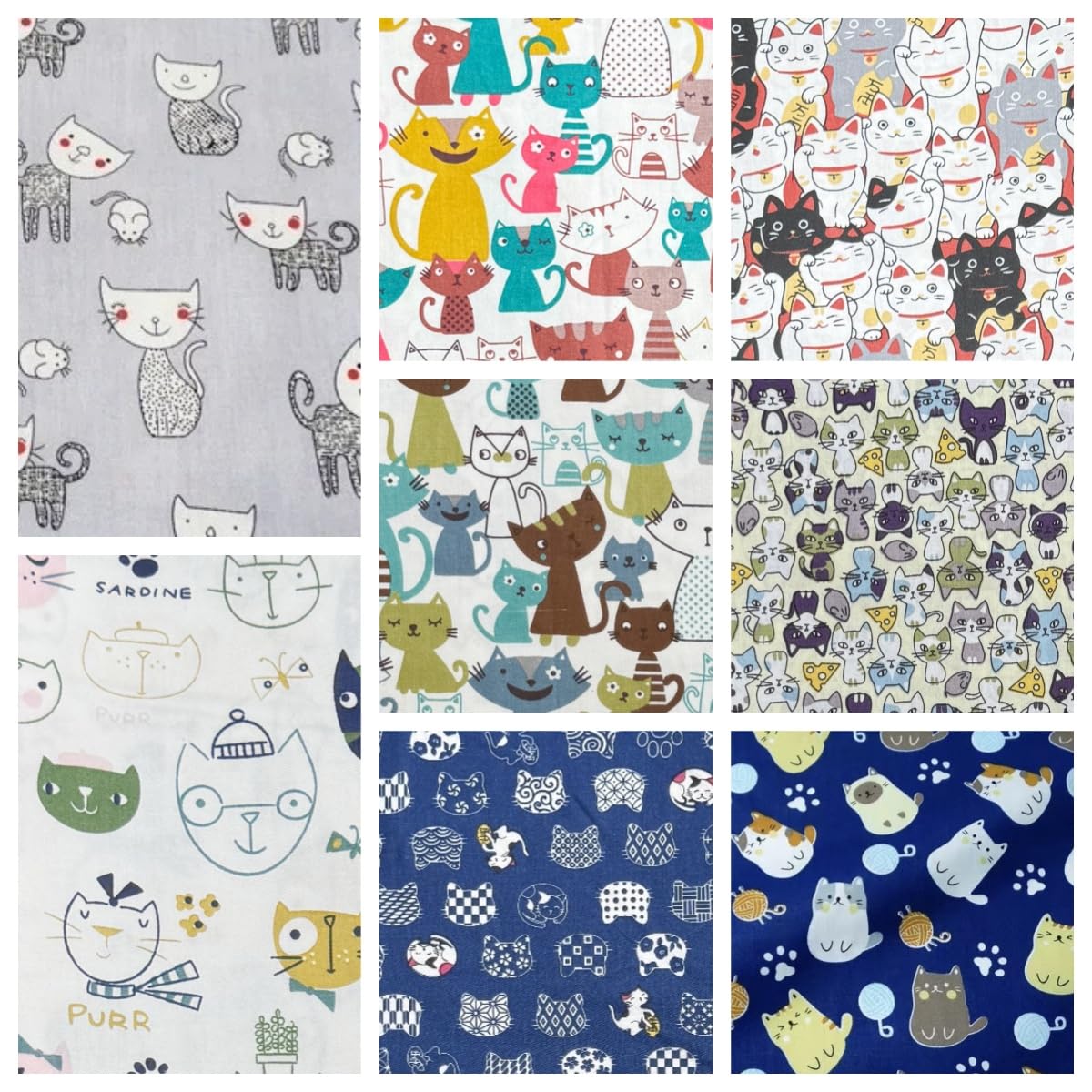 48pcs Cat Charm Packs Fabric Squares 5" x 5",Quilting Cotton Fabric Bundles Precut Fabric Pathwork for Quilting,Sewing and Scrapbooking(Cat Theme)