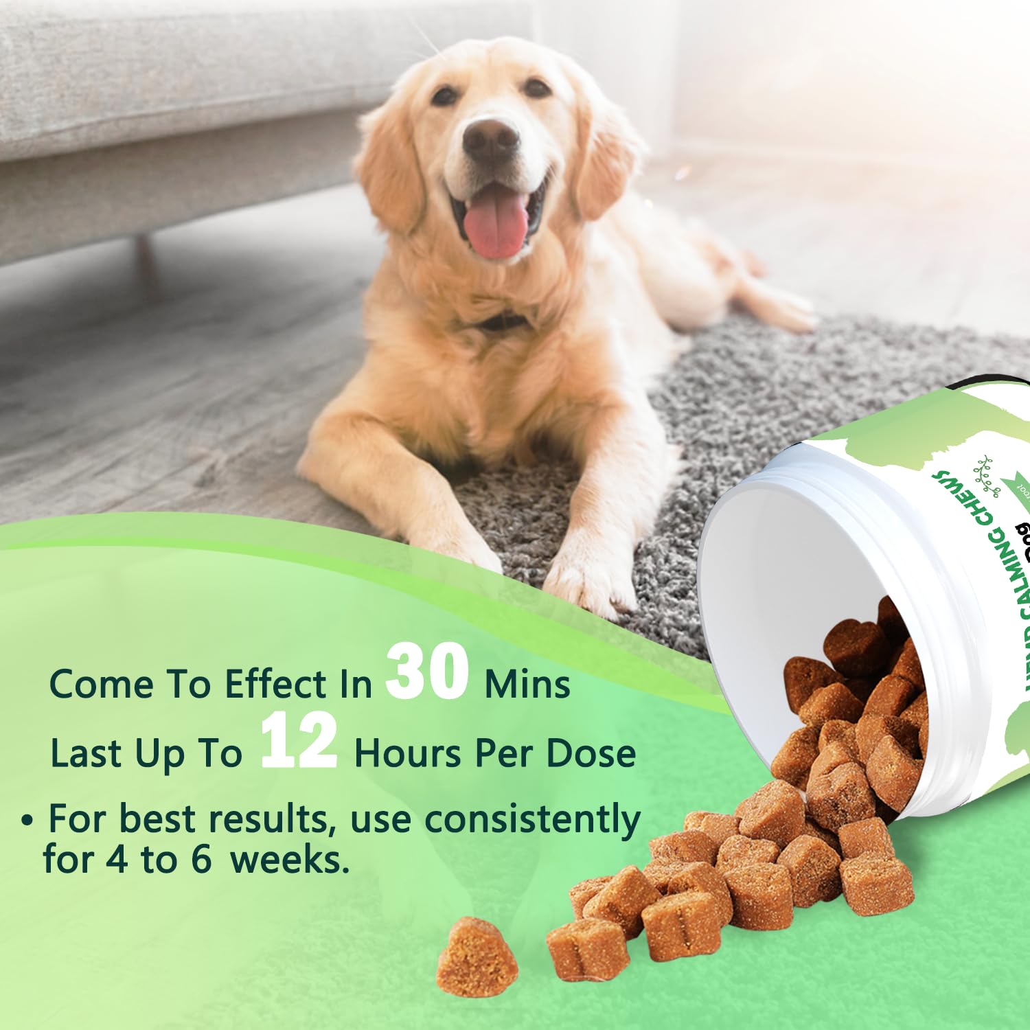 Tekola Dog Calming Chews Bacon Flavor Calming Chews for Dogs Anxiety Relief Aid with Separation, Barking, and Sleeping, Promote Relaxation, Reduce Stress Natural Ingredients