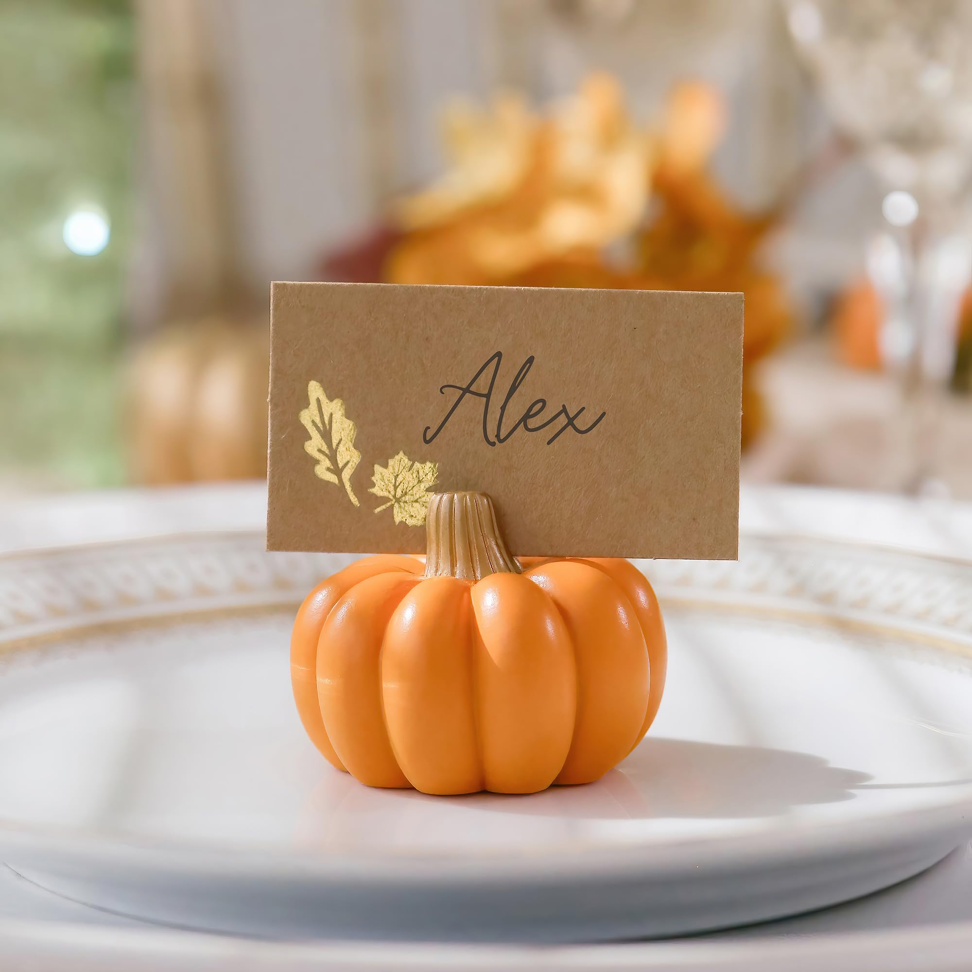 Kate Aspen Fall Decor Mini Orange Pumpkin Place Card Holder (Set of 6), Perfect for Thanksgiving Table Decor, Fall Themed Weddings, Bridal Brunches