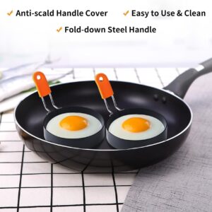 Large Egg Ring 3.5 Inches 4 PCS - Egg Rings for Frying with Oil Brush, Fried Egg Mold Egg Mcmuffins Makers Omelet Pancake Cookie Makers