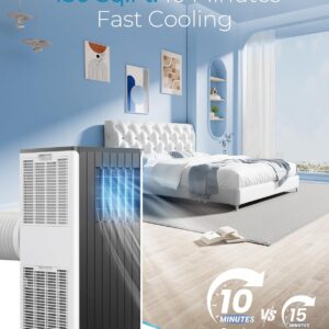 FIOGOHUMI 12000BTU Portable Air Conditioners - Portable AC Unit with Built-in Dehumidifier Fan Mode for Room up to 450 sq.ft. - Room Air Conditioner with 24H Timer & Remote Control Window Mount Kit