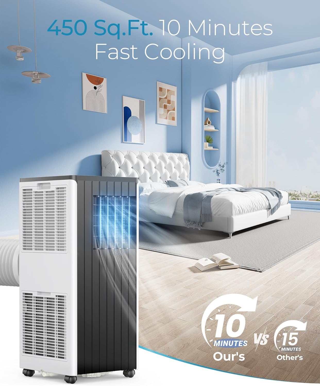 FIOGOHUMI 12000BTU Portable Air Conditioners - Portable AC Unit with Built-in Dehumidifier Fan Mode for Room up to 450 sq.ft. - Room Air Conditioner with 24H Timer & Remote Control Window Mount Kit