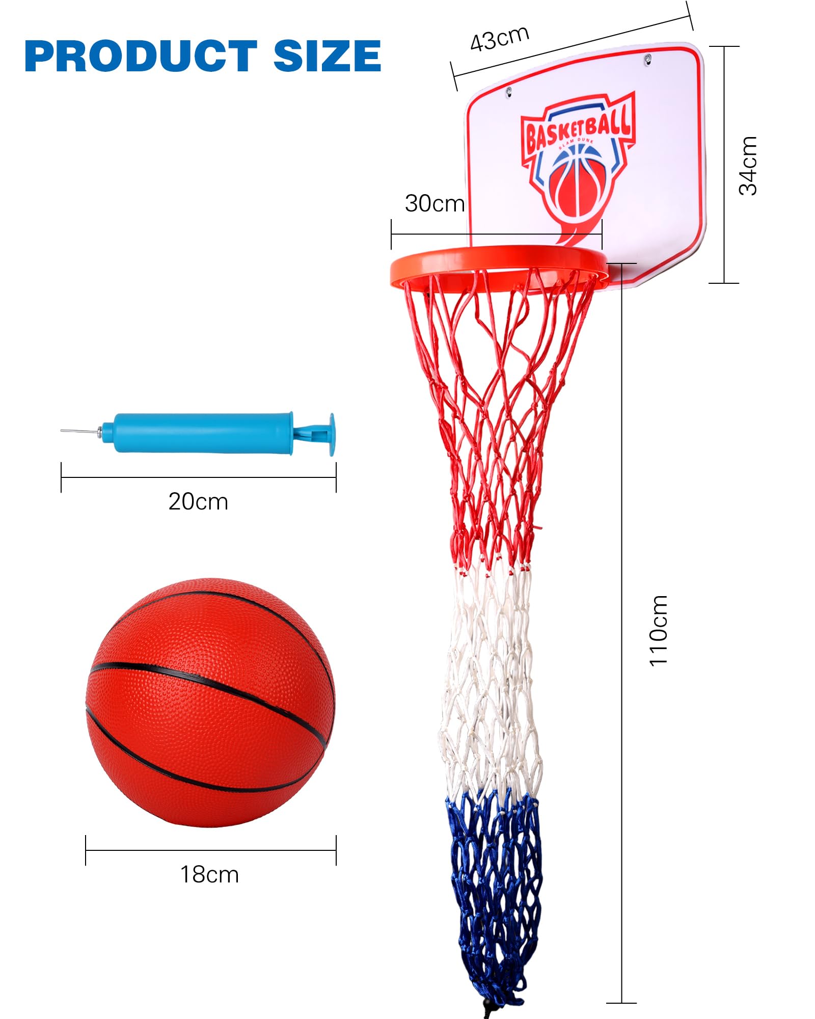 CT SPORTS Basketball Laundry Hamper for Kids - Slam Dunk Fun! Over The Door 2 In 1 Hanging Basketball Hoop Basketball Hamper Gift for Boys & Girls - Keeps Clothes Off the Floor & Encourages Tidiness