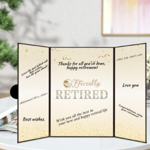 Viogtmca Black Gold Retirement Party Decorations Large Retirement Card Signing Happy Retirement Guest Book Creative Retirement Card for Men Women