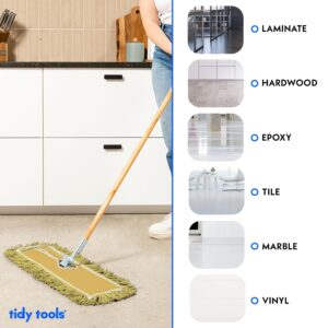 24 Inch Yellow Dust Mop with Wood Handle and 24 Inch Dust Mop Refill Bundle - 2 Mop Sets and 2 Refills