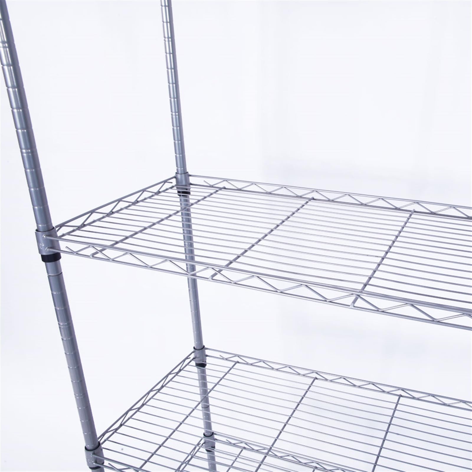 5-Wire Shelving Metal Storage Rack Adjustable Shelves, Multipurpose Metal Wire Rack Storage Shelving Organizer, Standing Storage Shelf Units for Kitchen, Garage, Bathroom, Laundry, Silver