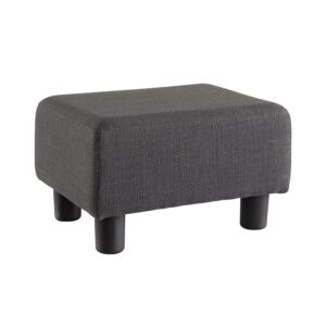 o2b modern foot stool, boucle stool footrest ottoman, upholstered rectangular footstool ottoman with legs, step stool for living room, office, patio (dark grey)