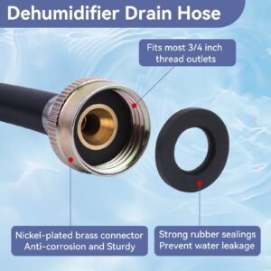 5 Feet Dehumidifier Drain Hose, 3/4 Inch FHT Connection Brass Interface to Prevent Water Leakage, Hose Replacement Suitable for the Majority of Dehumidifiers