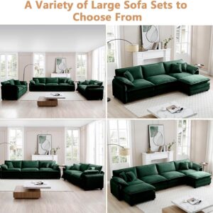 Imseigo Modern Sectional Sofa Modular Deep 2-Seat Sofa Couch, Corduroy Sofa Set Sleeper Comfy Upholstered Furniture for Living Room, Office (Green, 2 Seater)