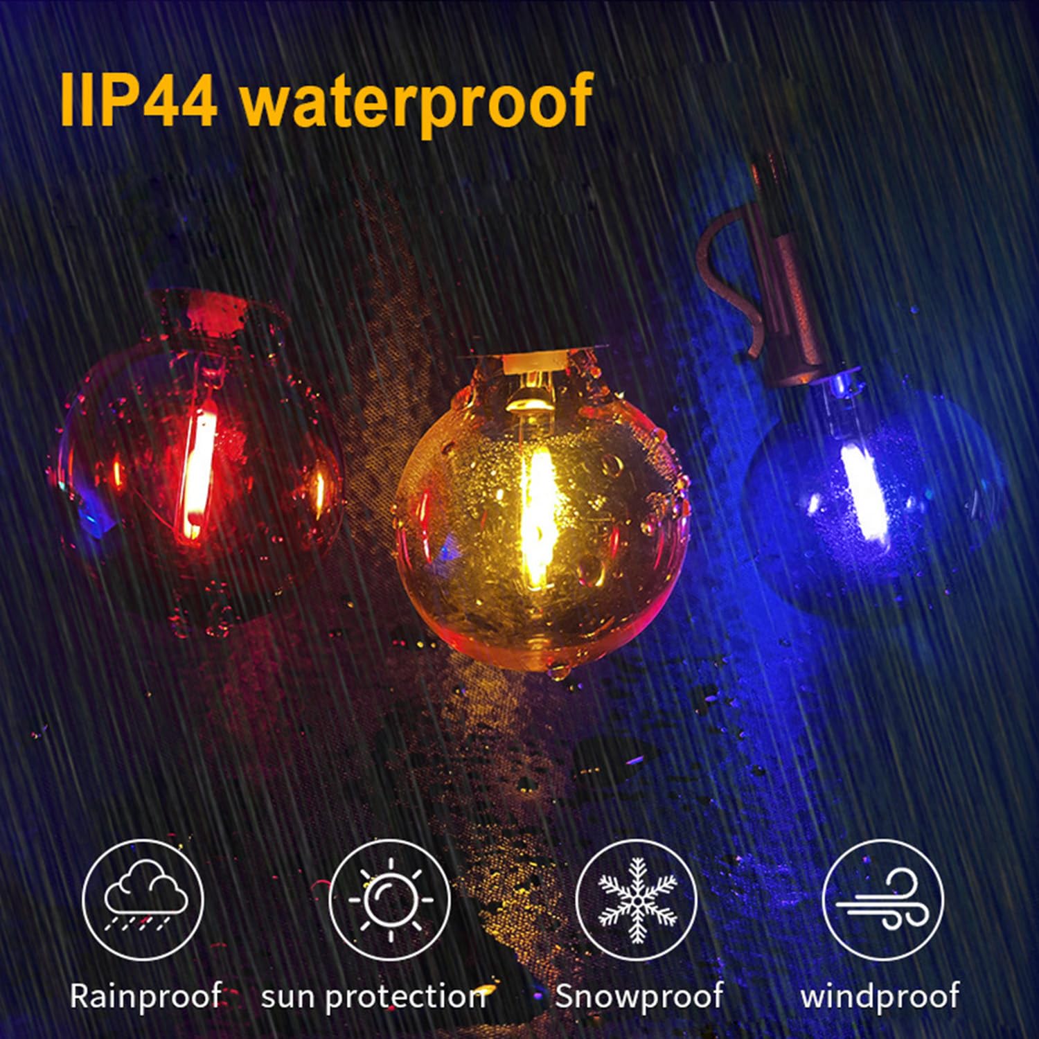 GUILEDUO 15 Pack G40 Red Light Bulb LED Christmas Replacement Bulbs, 1 Watt E12/C7 Candelabra Base Globe Light Bulbs for Outdoor String Lights, Shatterproof Plastic Clear Night Light Bulbs, 120 Volt