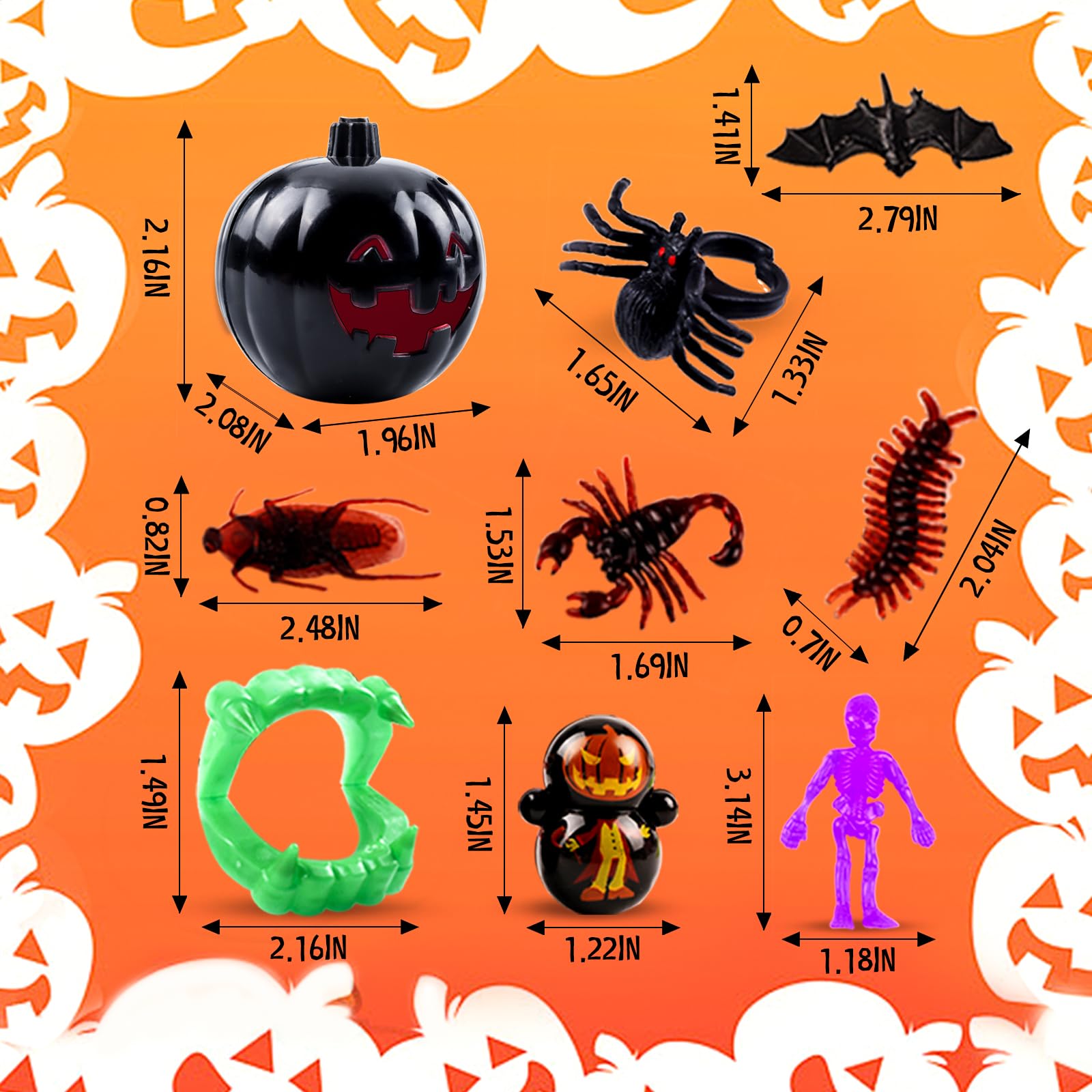 144 pcs Halloween Party Favors for Kids 24 Pack Prefilled Halloween Pumpkin with Halloween Toys, Halloween Treats for Kids, Halloween Goodie Bag Stuffers,Halloween Classroom Prizes