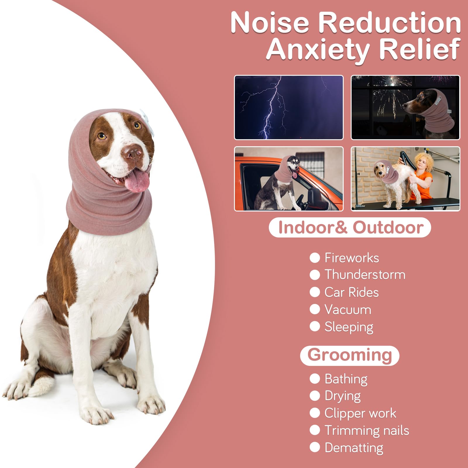 Nanaki Upgraded Dog Calming Hoodie Anxiety Relief, No Shake Ear Wraps for Dog, Soft Dog Hematoma Ear Wrap Anti-slip Dog Head Muffs Ear Protection Dog Head Cover Grooming Force Drying Bathing Fireworks