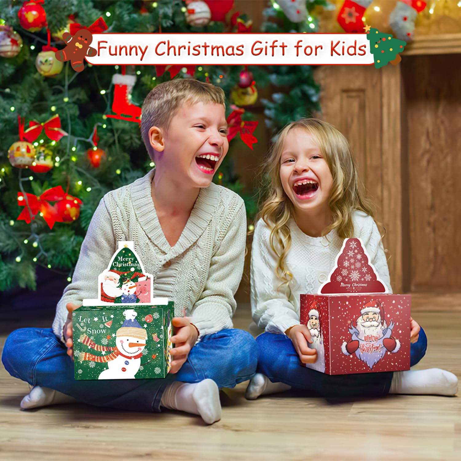 2PCS Christmas Surprise Money Box for Cash Gift, Merry Christmas Money Gift Box with Card and Cash Holder for Kids Adults, DIY Fun Holiday Cash Box, Includes 100Pcs Transparent Bags（Red, Green