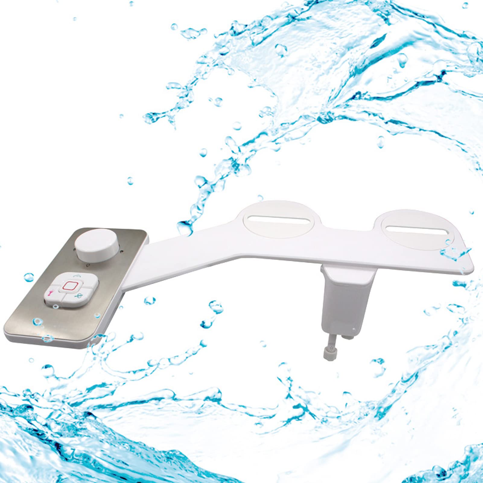 Bidet Attachment, Non Electric Dual Nozzle Self Cleaning Feminine Butt Wash Bidet Attachment,7/8 Inch Tee Slim Bidet Toilet Seat Attachment