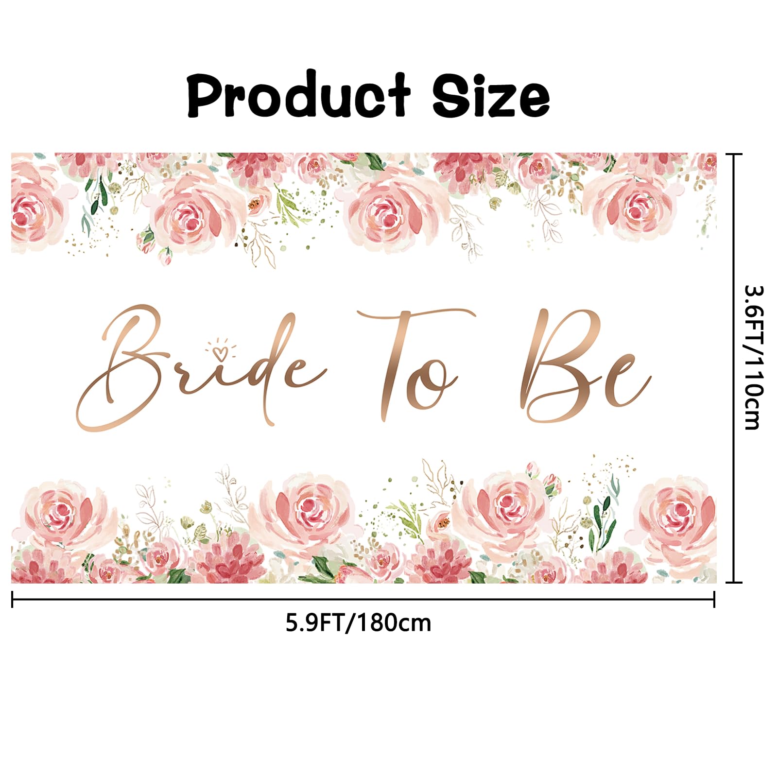 Vlipoeasn Bride to Be Banner Backdrop, Flower Bachelorette Party Decorations, Rose Gold Bride to Be Sign for Bridal Shower Decorations, Bridal Shower Party Supplies