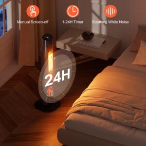 Uthfy Space Heaters for Indoor Use, 32" Electric Heater With Flame for 400 Sq.ft Large Room, 1500W Portable Tower Ceramic Room Heater With 24 H Timer, Remote, 80°Oscillation, 3 Modes for Bedroom