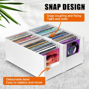 CD Storage Box, Stackable Plastic CD Organizer, Hold Up to 25 CDs, CD Storage Case for desk and Shelf