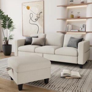 Small Sectional Couch, 78" L Shaped Sofa 3 Seat Modern Couch with Storage Ottoman Convertible Couches for Small Space, Living Room, Bedroom, Apartment and Office - Beige