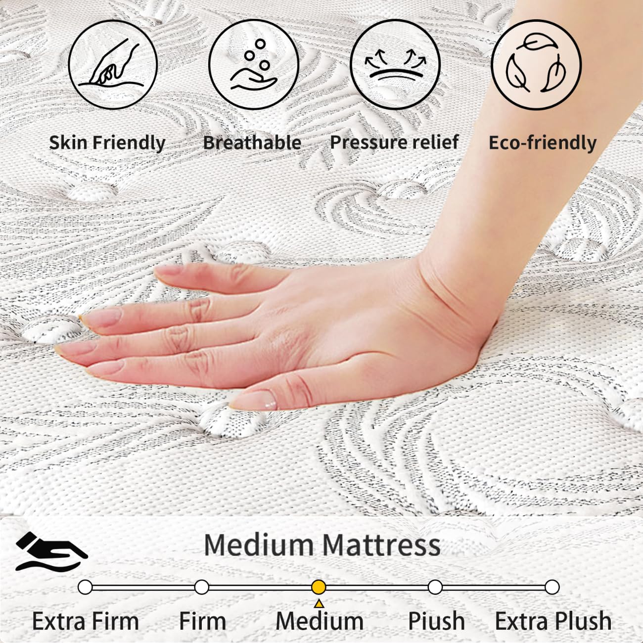 California King Mattress 12 Inch, Gel Memory Foam Mattress, Hybrid Mattress in a Box with Pocket Spring, Comfortable Medium Firm Mattress, Motion Isolation, Pressure Relief, CertiPUR-US Certified