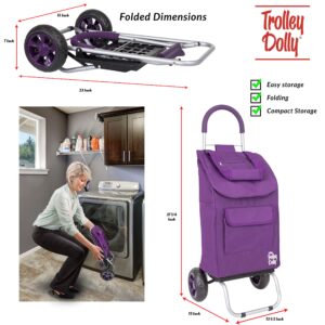 dbest products Trolley Dolly Purple Bungee Cord Bundle Foldable Shopping cart for Groceries with Wheels and Removable Bag and Rolling Personal Handtruck Standard, 1 Unit