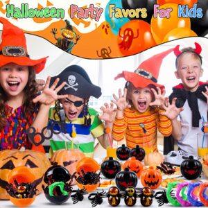 144 pcs Halloween Party Favors for Kids 24 Pack Prefilled Halloween Pumpkin with Halloween Toys, Halloween Treats for Kids, Halloween Goodie Bag Stuffers,Halloween Classroom Prizes