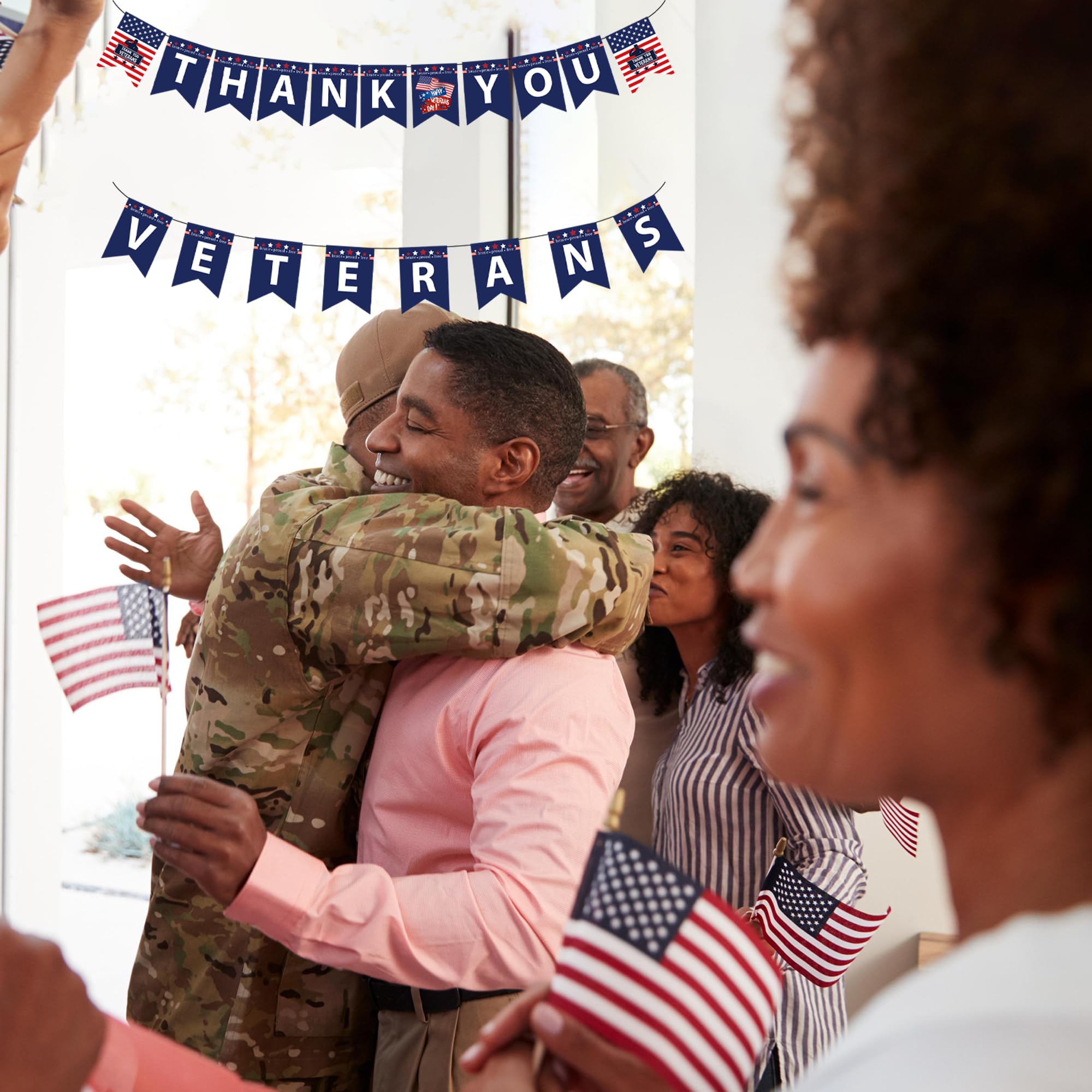 CupaPlay Veterans Day Banners Decorations Thank You Veterans Patriotic Independence Party Supplies Decor Favors Banner